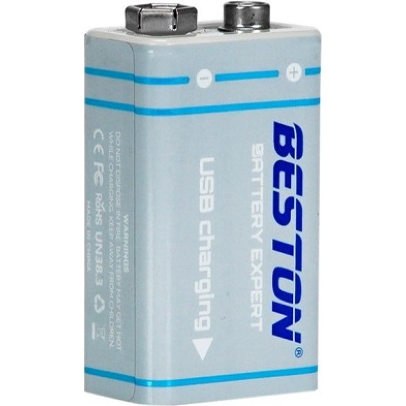 Hismart Uzlādējams 9 V akumulators ar USB C, 1000 mAh, litija jonu