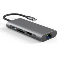 Extradigital Adapteris USB Type-C - 2 x USB 3.0, 1 x USB 2.0, 1 x C tips (PD), HDMI, SD, RJ45