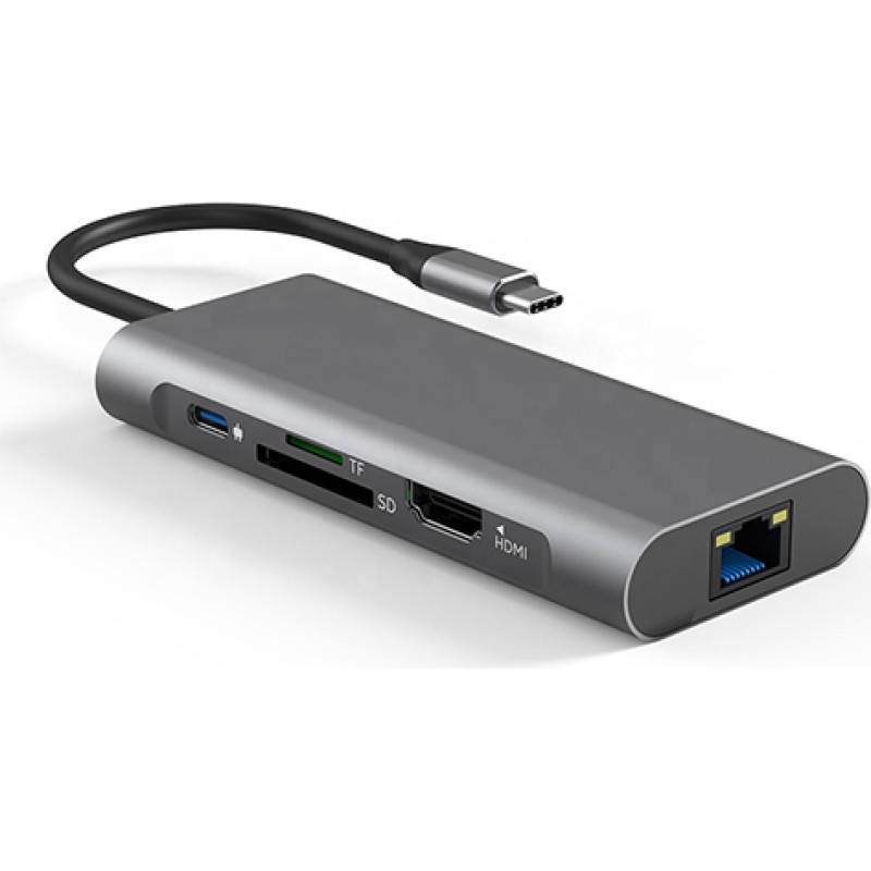 Extradigital Adapteris USB Type-C - 2 x USB 3.0, 1 x USB 2.0, 1 x C tips (PD), HDMI, SD, RJ45