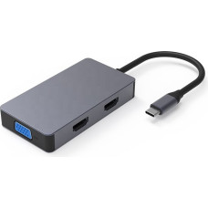 Extradigital Adapteris USB C tipa - 2x HDMI, 1x VGA, 1x USB A tipa, 1x USB C tipa PD60W