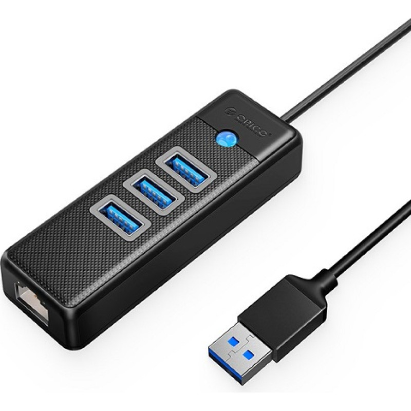 Orico PW3UR-U3 3 portu USB centrmezgls ar RJ45 portu