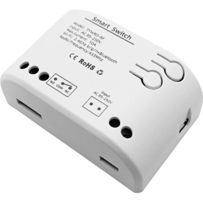 Hismart TUYA viedais slēdzis 1 kanāla DIY Wi-Fi, RF, 10A, AC 85-250V