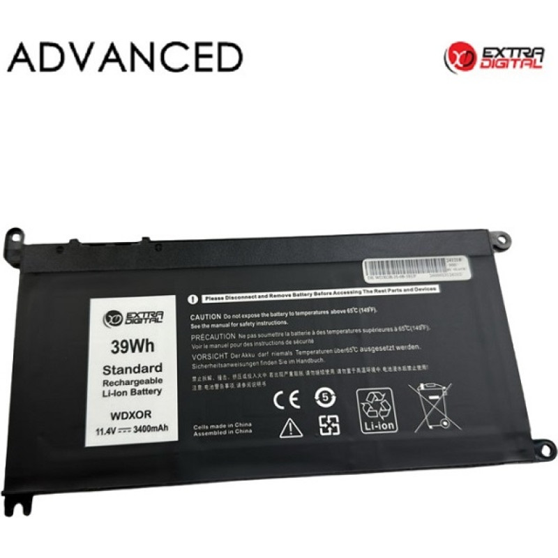 Extradigital Klēpjdatora akumulators DELL WDX0R, 3400mah, Extra Digital Advanced