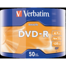 Matricas DVD-R Data Life Verbatim 4.7GB 16x 50 Pack Matt Silver Wrap Spindle