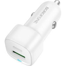 Borofone Car charger BZ34B Cloud - USB + Type C - QC 3.0 PD 38W white