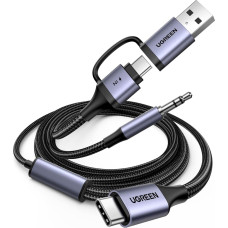 Ugreen Audio adapteris ar uzlādes funkciju 2-in-1 USB-C - USB-A/C miniligzda - melns