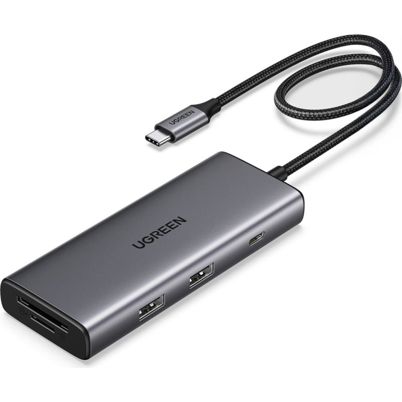 Ugreen 7-in-1 USB-C uz HDMI centrmezgls USB-C USB-A SD TF - pelēks