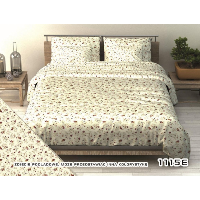 Kokvilnas gultasveļa 160x200 1115E brūna pļava uz krēmkrāsas fona