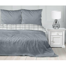 Kokvilnas gultasveļa 140x200 pelēka rūta Charlie Grey