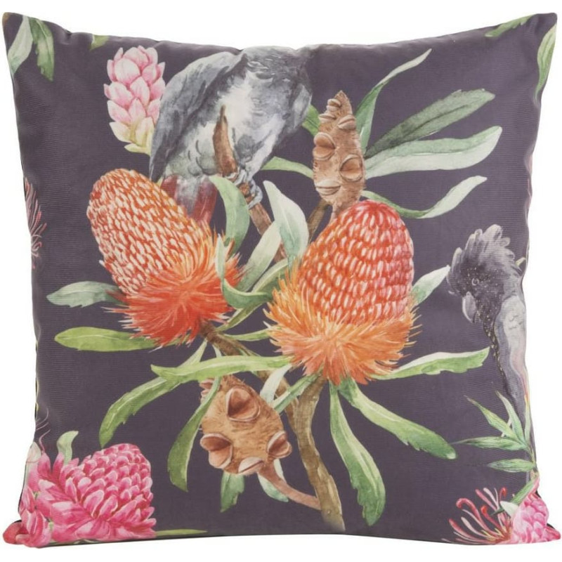 Dekoratīvā spilvendrāna 45x45 Mink 20 melni sarkani velūra ziedi