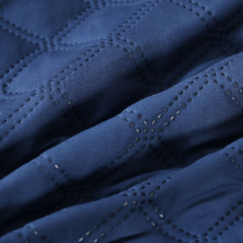 Gultas pārklājs ar pomponiem 200x220 tumši zils Pompoo dekoratīvs rombs