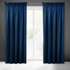 Aizkars 140x270 Sibel tumši zils velūrs gatavs uz lentes Pierre Cardin