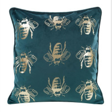 Dekoratīvā spilvendrāna 45x45 Blink 15M tirkīza zelta velūra bites Eurfirany