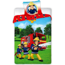 Kokvilnas gultas veļa 140x200 Fireman Sam Fire Department 8771 ugunsdzēsības mašīnas ugunsdzēšamais aparāts spilvendrāna 70x90