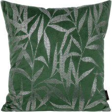 Dekoratīvā spilvendrāna 45x45 Blink 22 J tumši zaļa ar zelta lapu apdruku velūrs