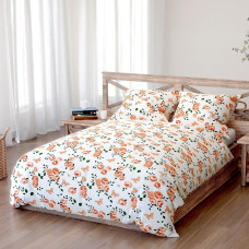 Kokvilnas gultasveļa 160x200 Calmia balto oranžo rožu ziedi Cotton 3