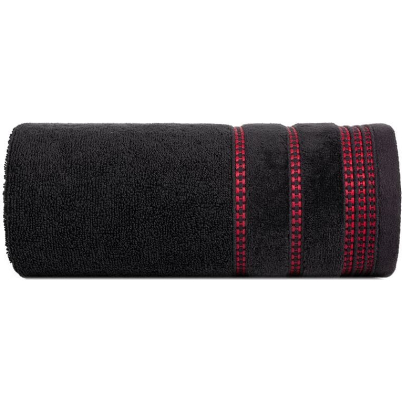 Dvielis 70x140 Amanda melns ar dekoratīvu velūra apmali frotē svītrās 500g/m2