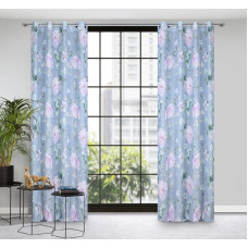 Aizkars 140x250 Flora sudraba purpursarkani ziedi gatavi uz starplikām