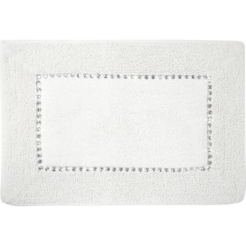 Paklājs 60x90 Šiks balta kokvilna, dekorēta ar glamūra stila kristāliem