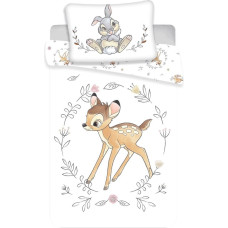 Kokvilnas gultas veļa 140x200 Bambi briežu vainags balts 2794 bērnu spilvendrāna 70x90