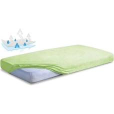 Ūdensizturīgs pieguļošs palags 60x120 52 zaļš frotē ar elastīgu bērnu gultiņu apakšklāju