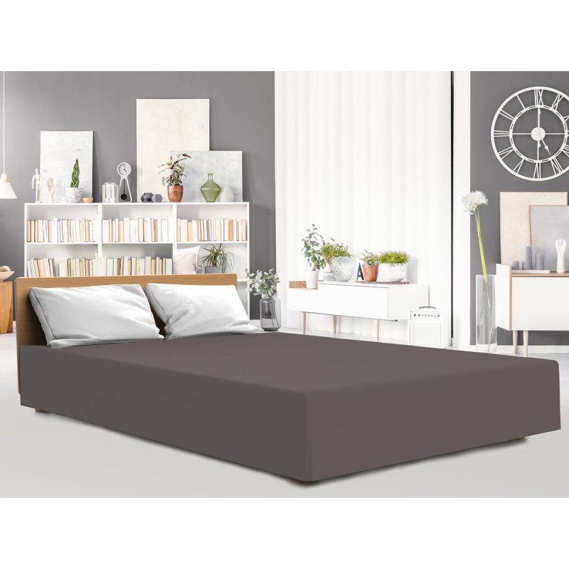 Pieguļošs loksnes elastāna džersijs 180x200 ar elastīgu antracīta joslu augstajam matracim 25 cm Grezns