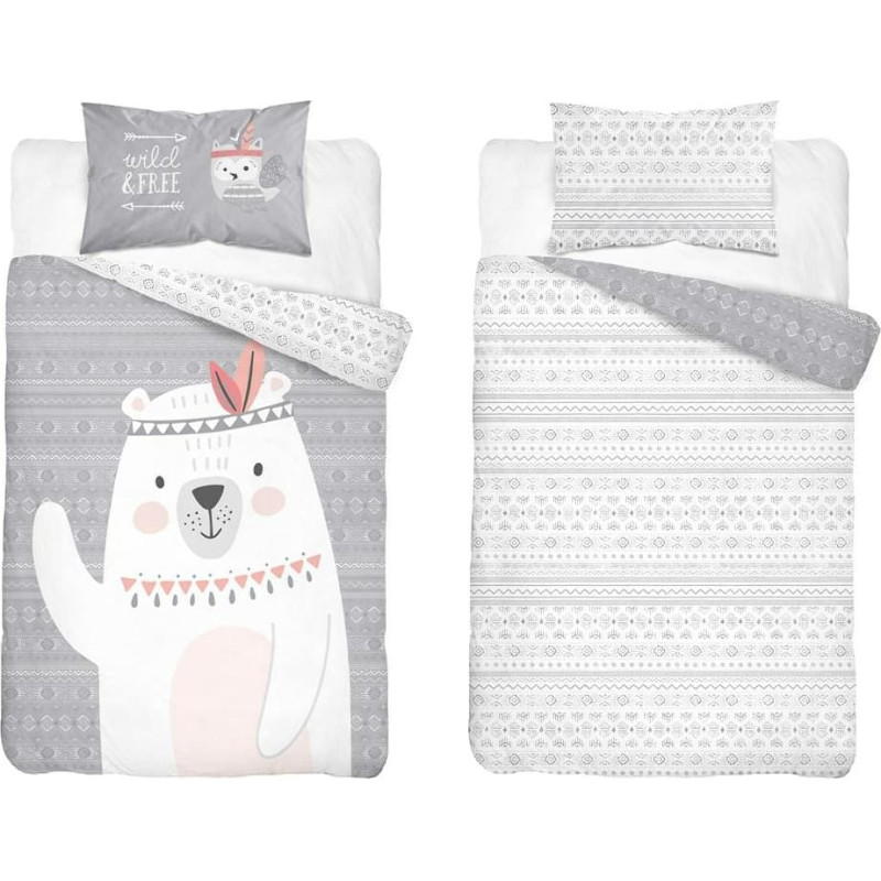 Kokvilnas gultas veļa 90x120 pelēkais lācis 3960 B Mayamoo 105