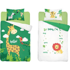 Kokvilnas gultas veļa 90x120 žirafe zaļa 3945 A Mayamoo 105