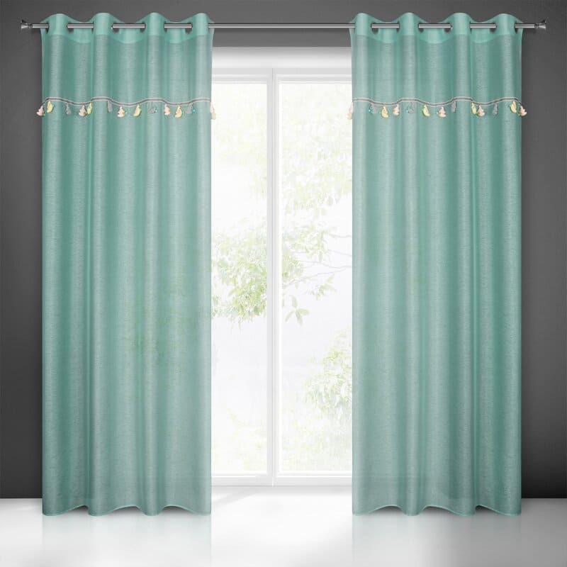 Aizkars 140x250 Kids 2 piparmētru ar krāsainu aplikāciju bērniem, gatavs uz starplikām