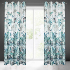 Aizkars 140x250 Pilar lapas balts tirkīzs gatavs uz starplikām D91