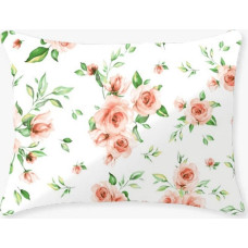 Kokvilnas spilvendrāna 70x80 ziedi balti zaļi rozā 1438N Classic