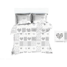 Korķa spilvendrāna 70x80 1108N balta sirds patczork pelēka 1646E stiprināma ar pogām