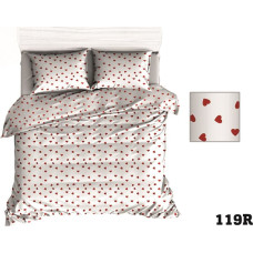 Kokvilnas gultas veļa 180x200 R119 baltas sarkanas sirsniņas 314D