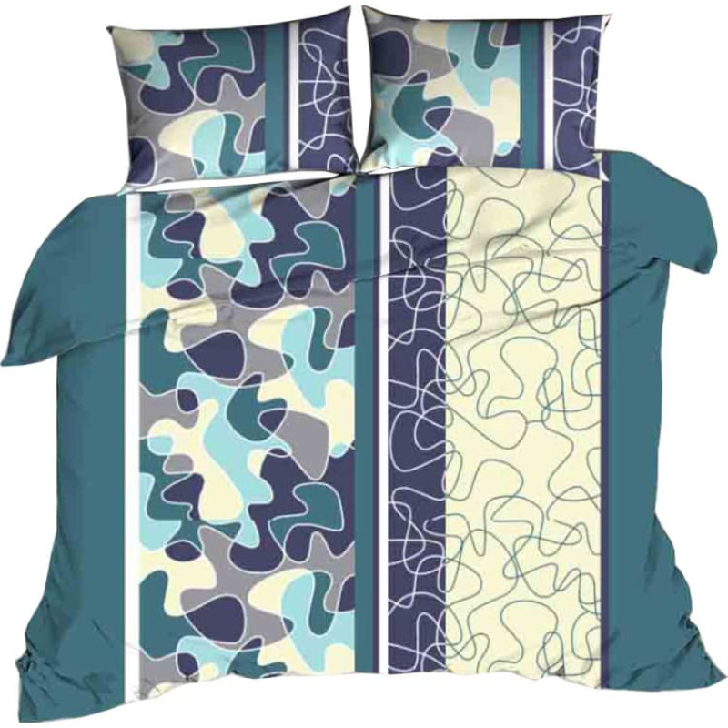 Gultasveļa no mizas 140x200 tirkīza tumši zila puzle 1484N