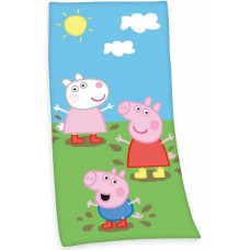 Pludmales dvielis 75x150 Peppa Pig zila zaļa bērnu kokvilna H23