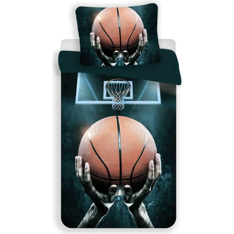 Kokvilnas gultas veļa 140x200 Basketbols 1835 Basketbola spilvendrāna 70x90