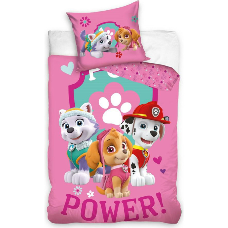 Kokvilnas gultasveļa 140x200 Paw Patrol suņiem rozā spilvendrāna 70x90 03 C23