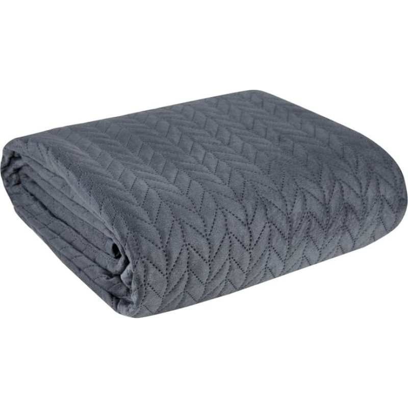 Dekoratīvais gultas pārklājs 200x220 Luiz 4 grafīta velūra ģeometrisks