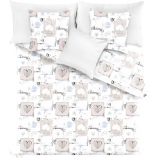 Dekoratīvs gultas pārklājs 240x220 Maiga bēša un balta ar sirsniņām