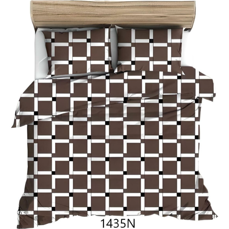 Kokvilnas gultasveļa 140x200 brūni rūtaini 1435 N kokvilna Maks