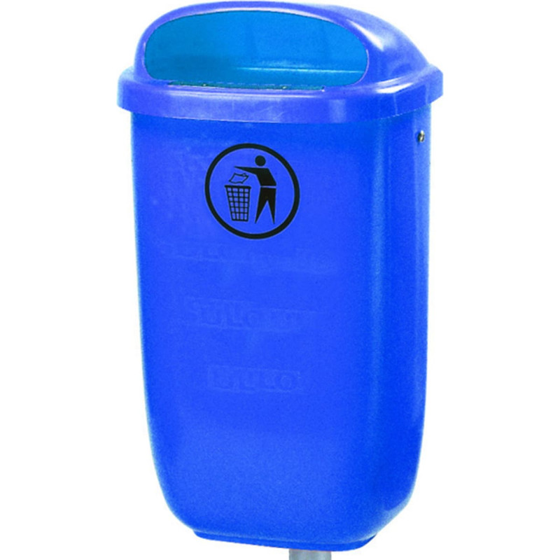 Europlast Austria Ielu tvertne, pilsētas atkritumu konteiners, montējams uz staba vai sienas, DIN 50L - zils