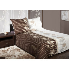 Emma brūns krēmkrāsas premium satīna gultas veļa 160x200