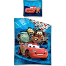 Kokvilnas gultas veļa 140x200 Cars Team Blue Cars Złomek 3194