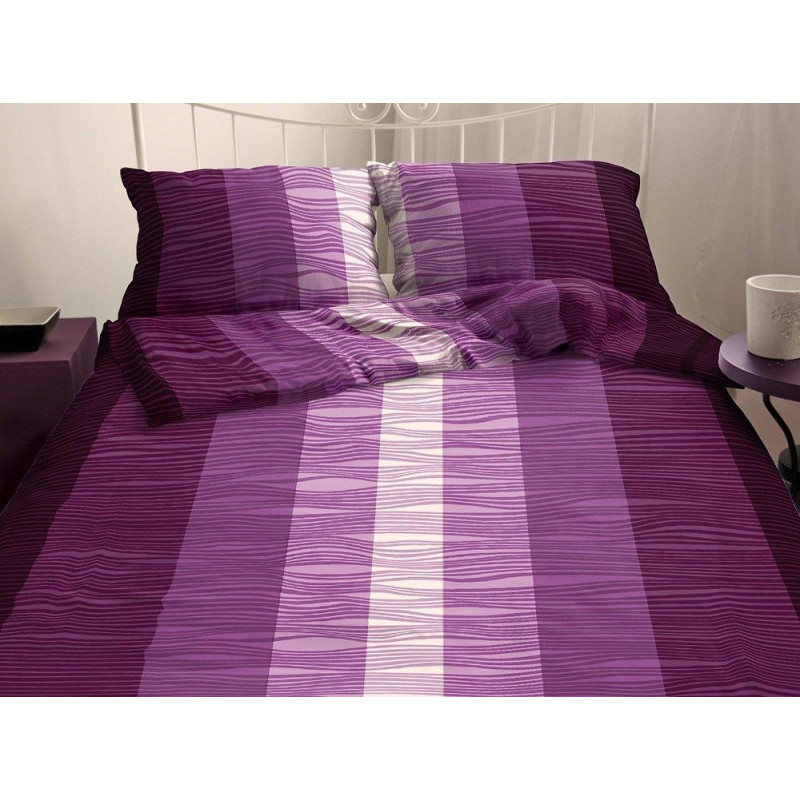 Satīna gultas veļa 200x220 Līnijas Violets raksts 4257