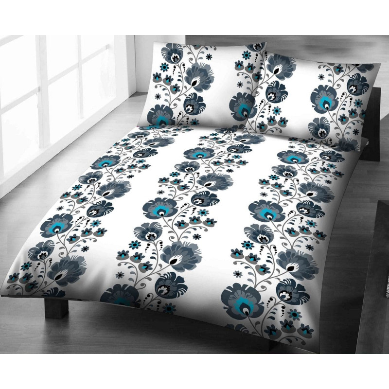 Mizas pakaiši 140x200 951E Tautas pelēks Łowicka Pelēks-zils-balts