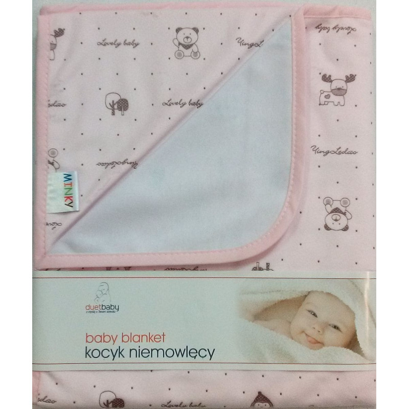 Minky Velour dubultā sega 80x90 648 Printed + Cotton Pink