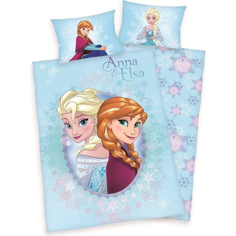 Flaneļa gultas veļa 100x135 Frozen Frozen 1514 Anna Elsa Bērnu gultiņas gredzens