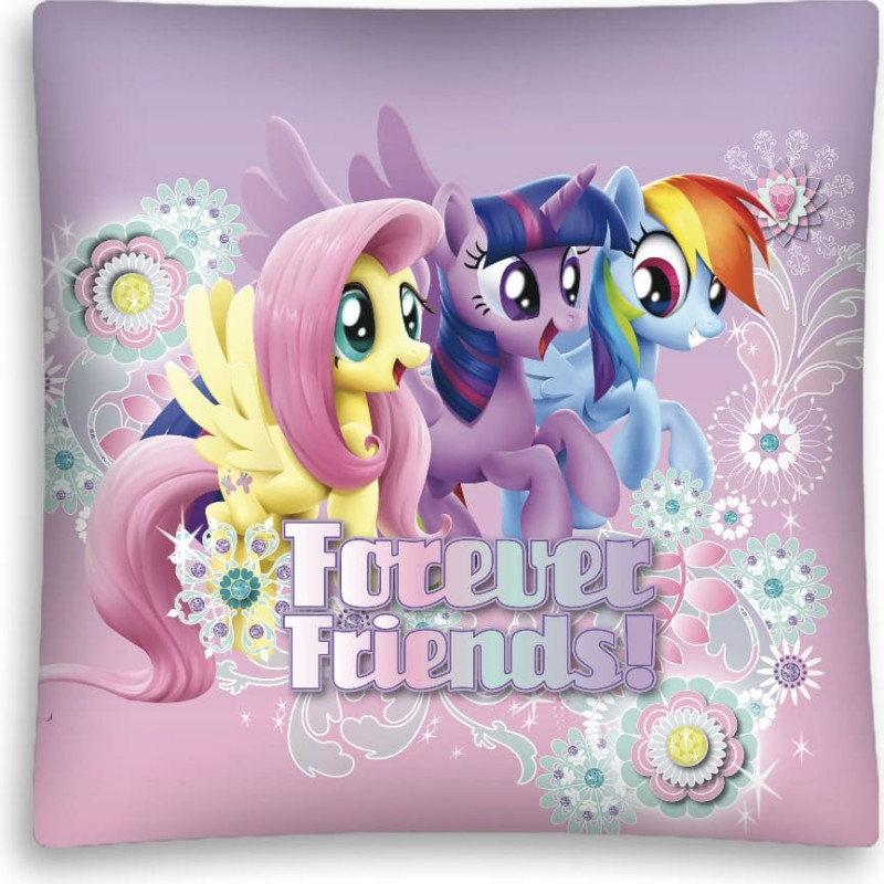 Spilvendrāna Poniji 3D 40x40 D 9493 My Little Pony uz ceriņu fona poliestera
