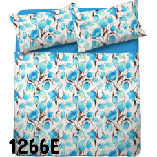 Kokvilnas spilvendrāna 40x40 1266E baltas tulpju lapas tirkīza brūnas