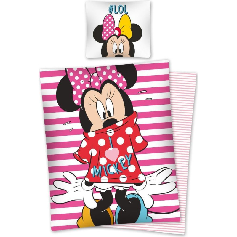 Kokvilnas gultas veļa 160x200 Mini Mouse I Love Mickey Lol STC21 6812